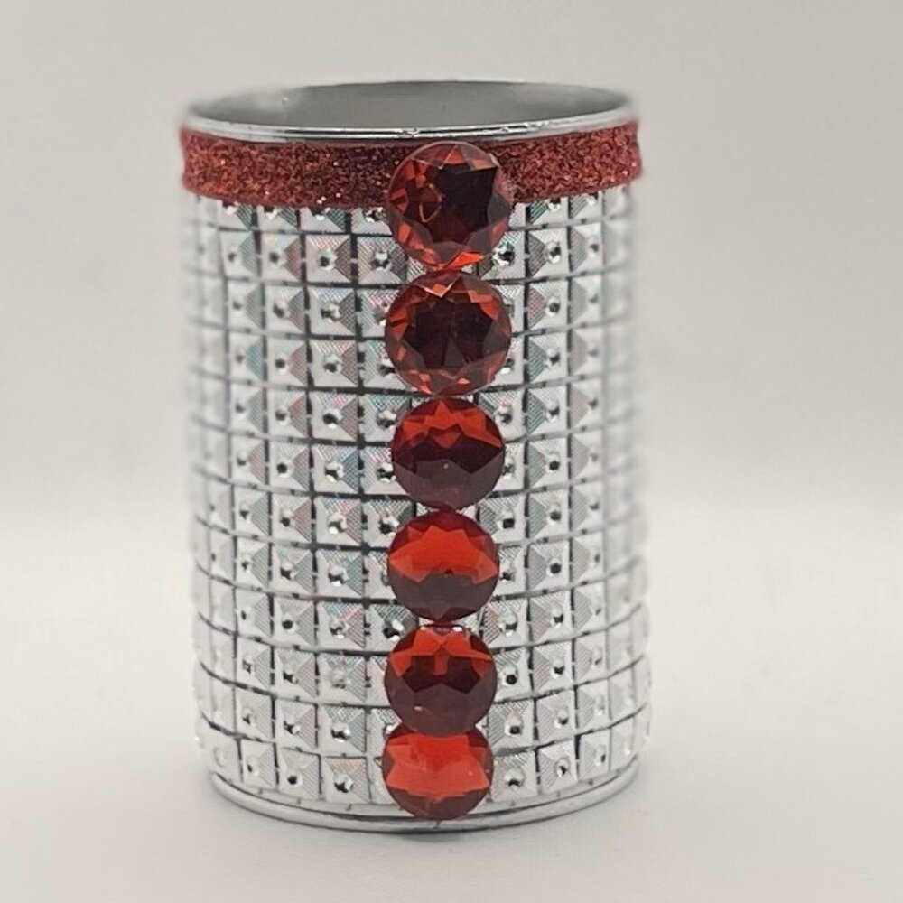 Silver & Red Decorative Journal Pen Holder